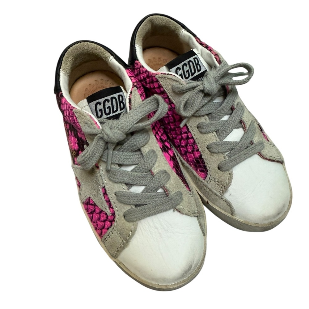 GOLDEN GOOSE Superstar Kids Fuchsia Snakeskin Sneakers - Size 25 / 8.5